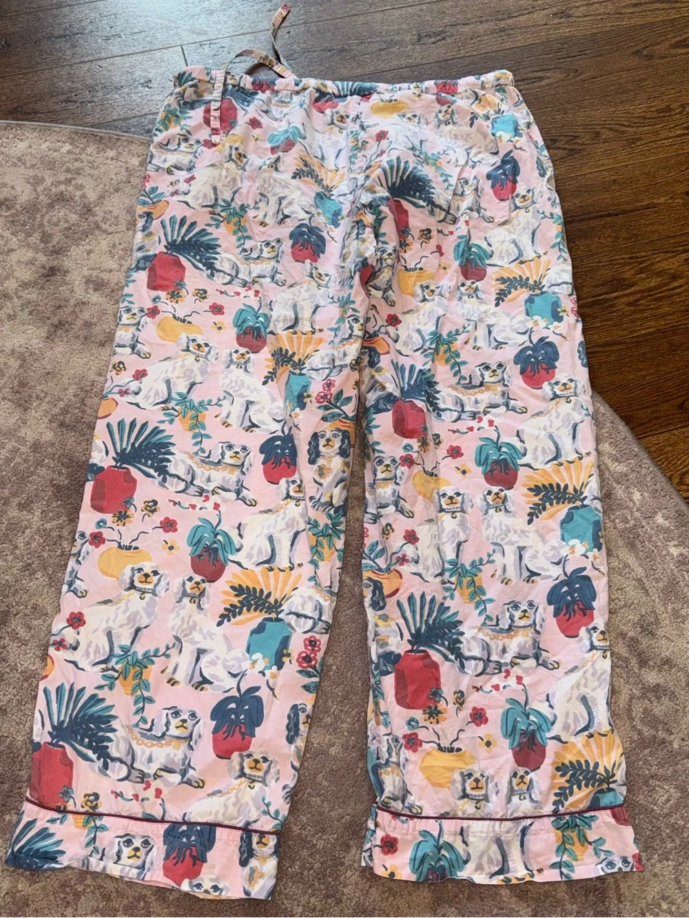 Printfresh XL Good Dog Staffordshire Spaniel Pajama Pants Pink Cotton Poplin
